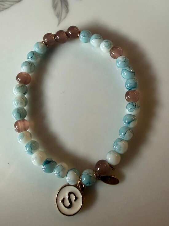 MC2 Jewelry - Beaded Stretch Bracelet with "S" Initial